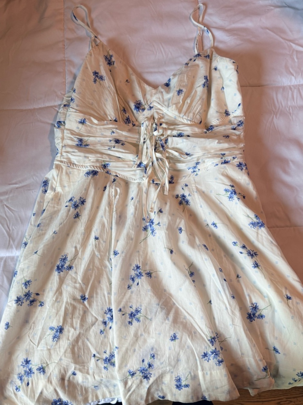 Trixxi White Floral Dress with Blue Accents